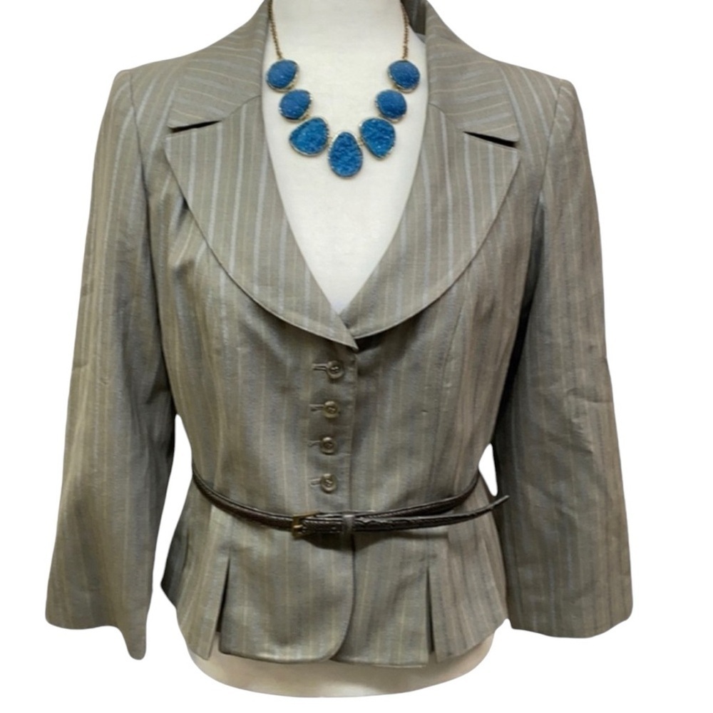 Isabel & Nina Gray With Light Blue Pinstripes